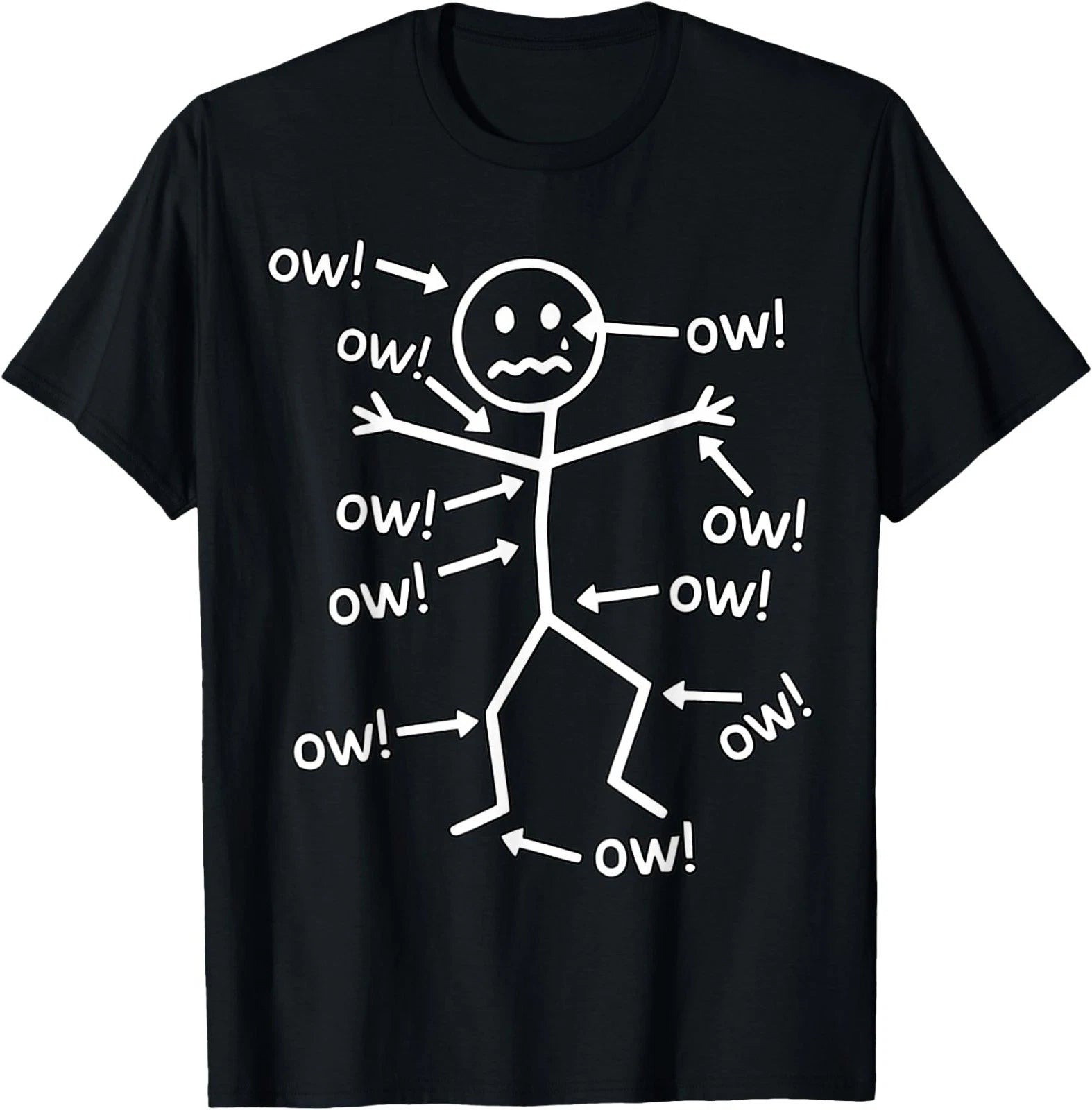Funny Ow Ow Ow Ow Saying Body Pain Character Humor Sarcastic T-Shirt
