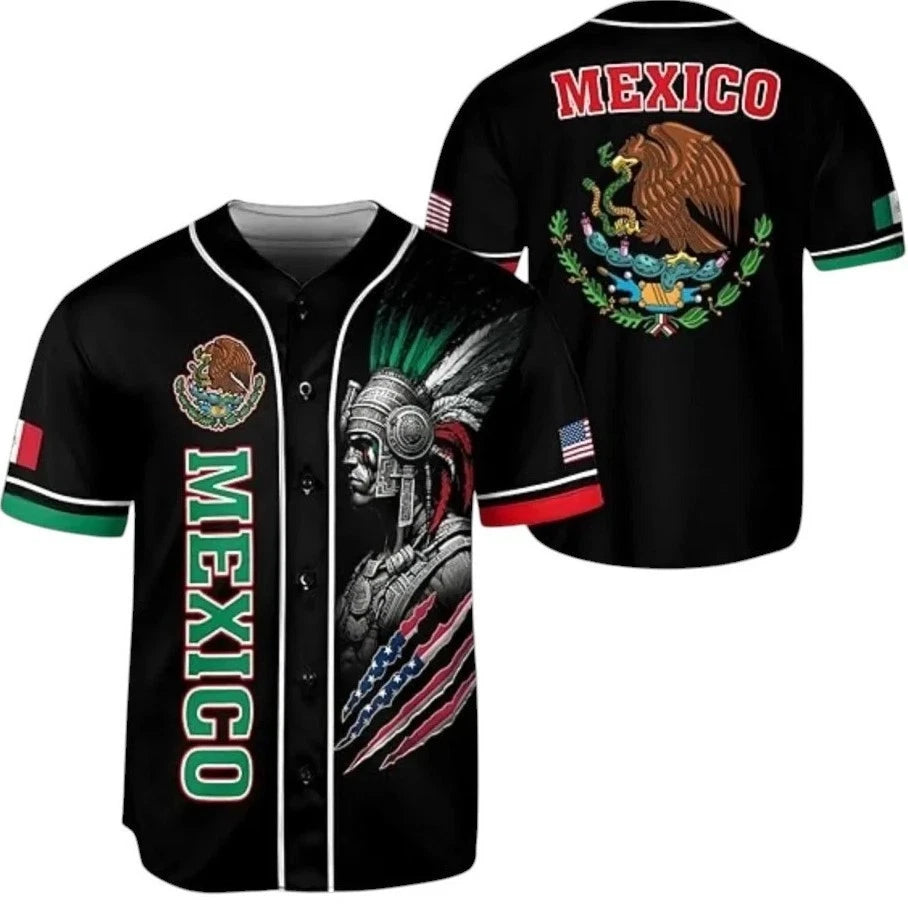 Mexico Baseball Jersey: Aztec Warrior Graphic