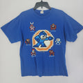 Mega Man Capcom 8-Bit Pixel Art Graphic Blue Gaming Tee Sz L