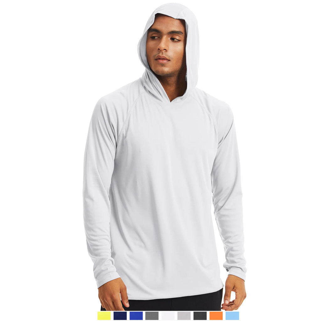 Men's UPF 50+ Hoodie Long Sleeve Sun Protection T-Shirt Outdoor Performance Tops