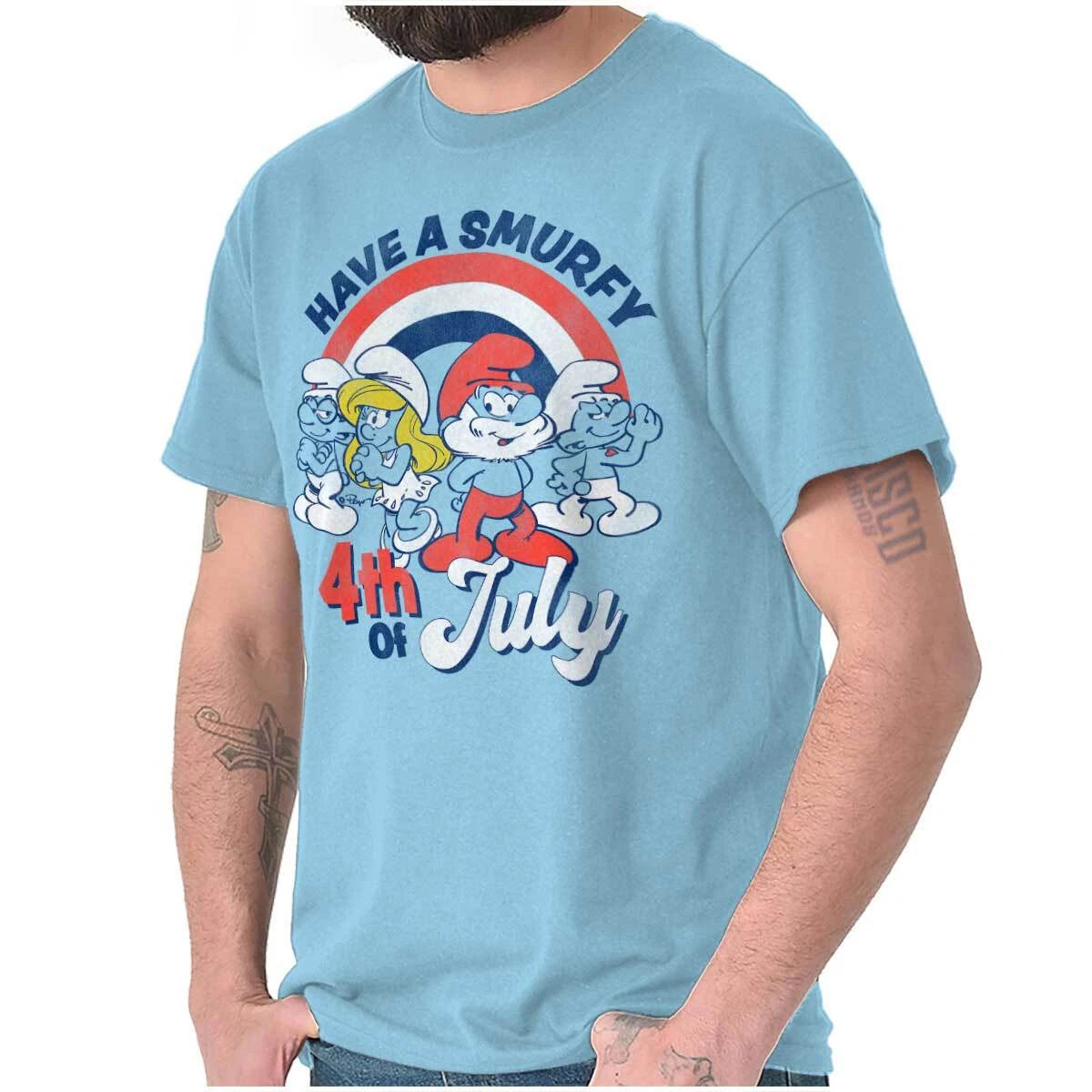 Retro Smurfs Cartoon 4th of July Graphic T Shirt Men or Women