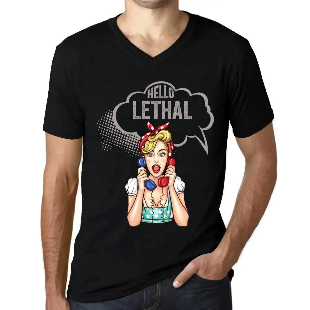 Men's Graphic T-Shirt V Neck Hello Lethal Eco-Friendly Limited Edition