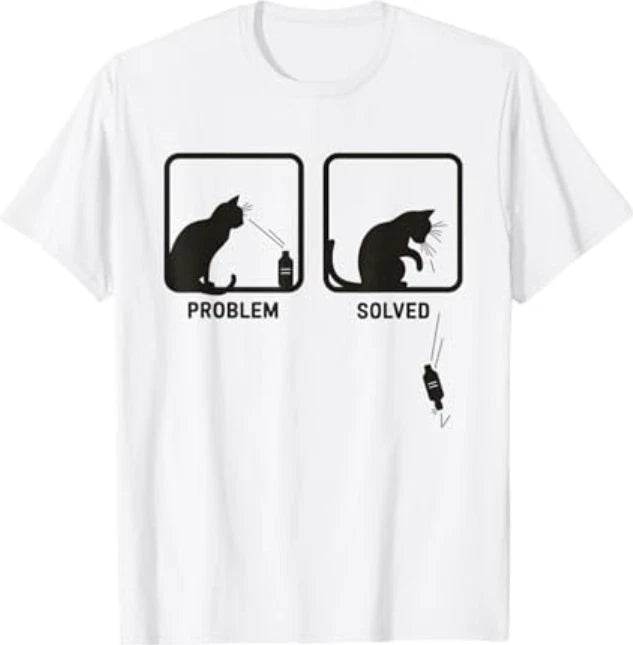 Problem Solved Funny Sarcastic Cat Graphic T-Shirt