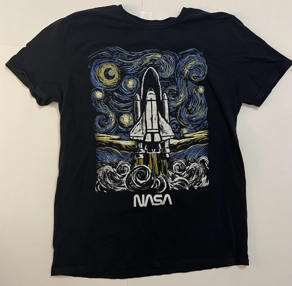 NASA Pop Art Spaceship Rocket Ship Shuttle  T Shirt Large Size