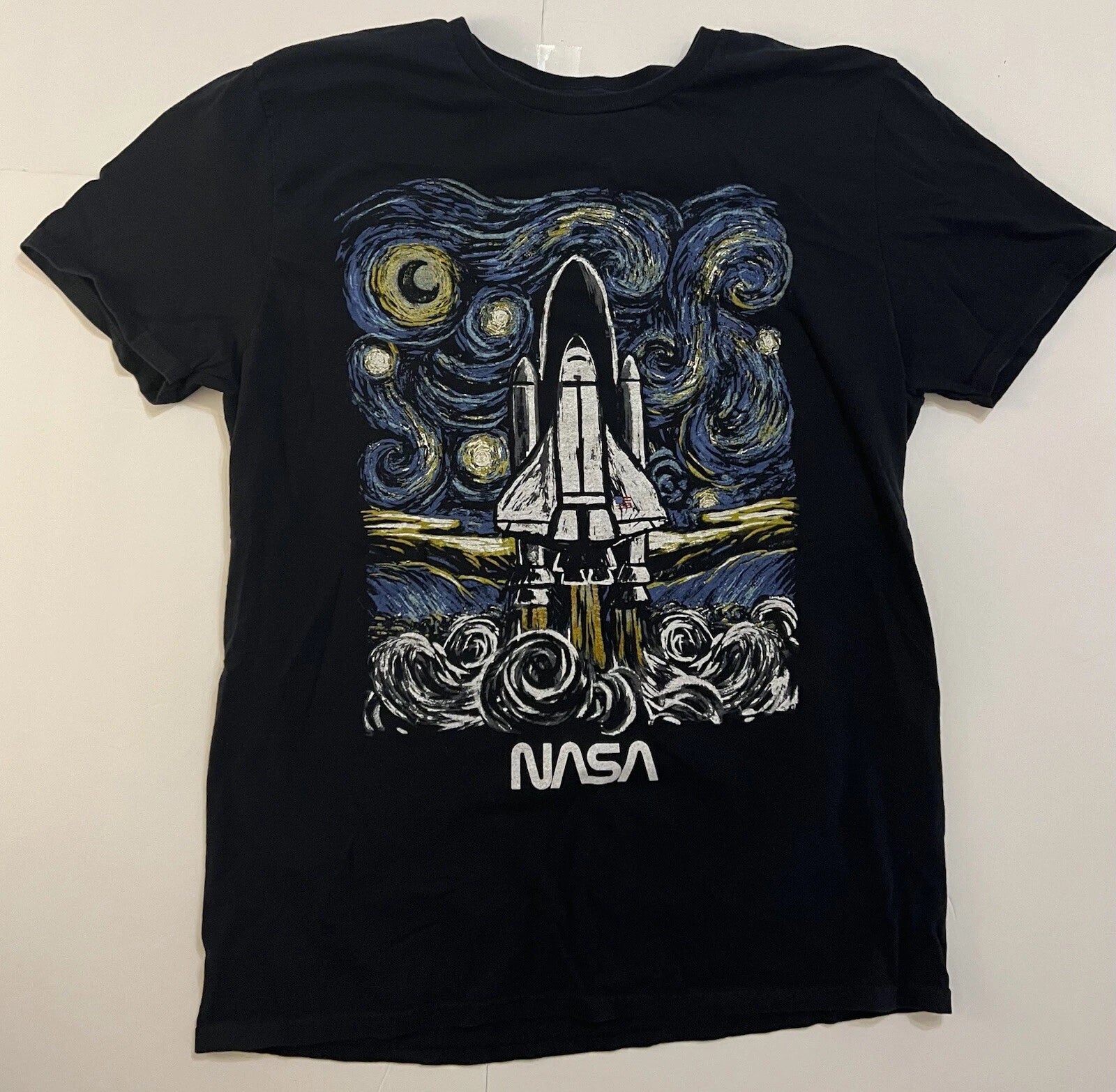 NASA Pop Art Spaceship Rocket Ship Shuttle  T Shirt Large Size