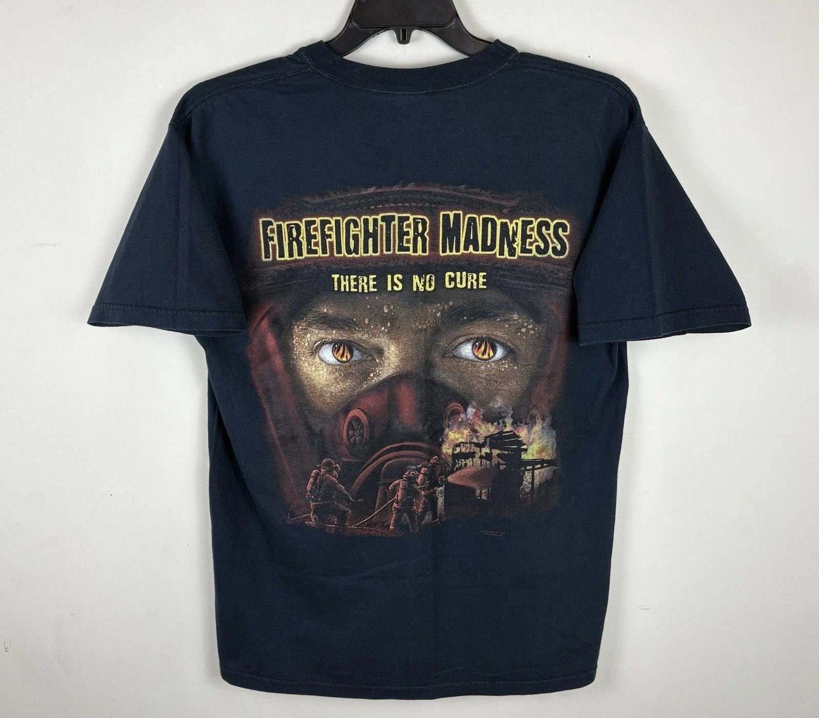 Vintage Y2K 2005 Fire Fighter Madness Big Graphic T-Shirt / Black / Size Large
