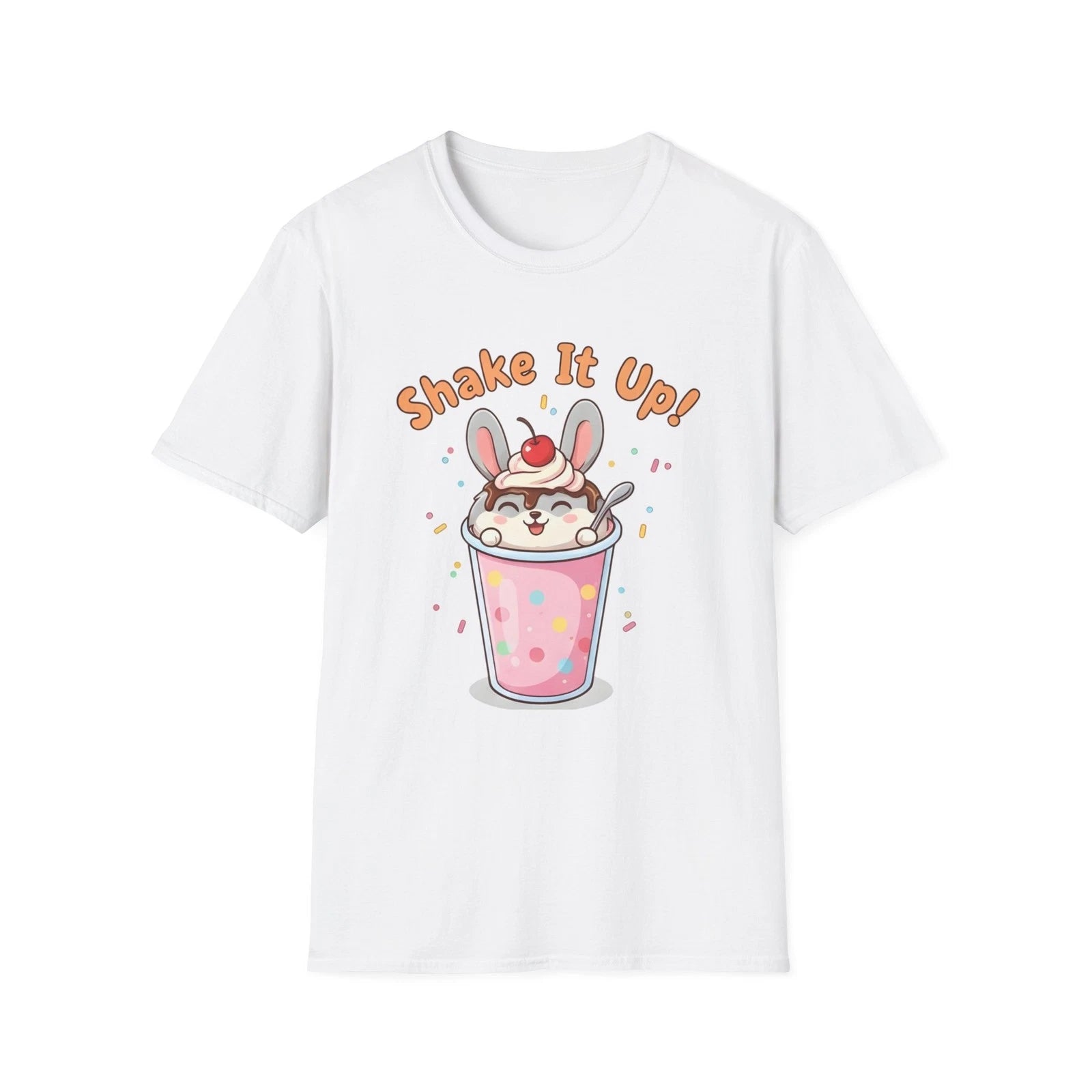 Shake It Up Bunny Milkshake T-Shirt | Cute Chaos Humor Kawaii Dessert Tee