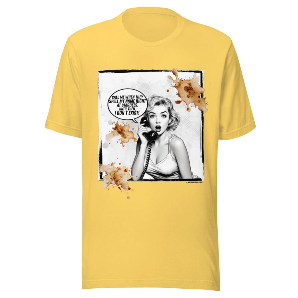 vintage COFFEE SHIRT - FUNNY  - POP ART WOMAN - ALL SIZES- YELLOW