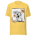 vintage COFFEE SHIRT - FUNNY  - POP ART WOMAN - ALL SIZES- YELLOW