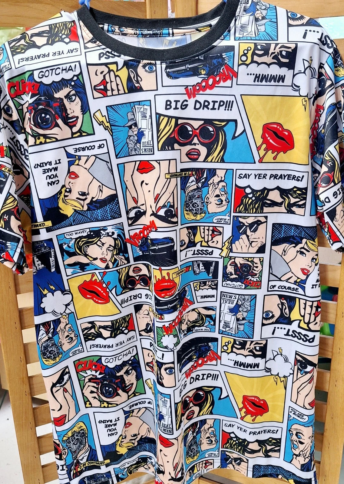 Oh Snap! Drill Clothing Co. Pop Art Retro Comic Strip Shirt Large