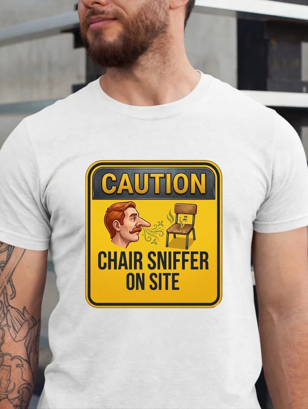 Caution Chai T-Shirt - Chair Sniffer On Party Meme Tee -Birthday Gift For Unisex