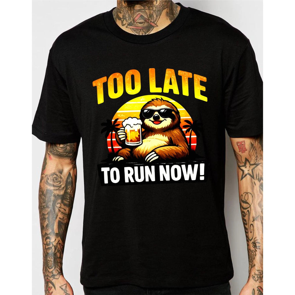 Funny Sloth Drinking Beer Lazy Sloth Mode T-Shirt, Retro Sunset Animal Gift Tee