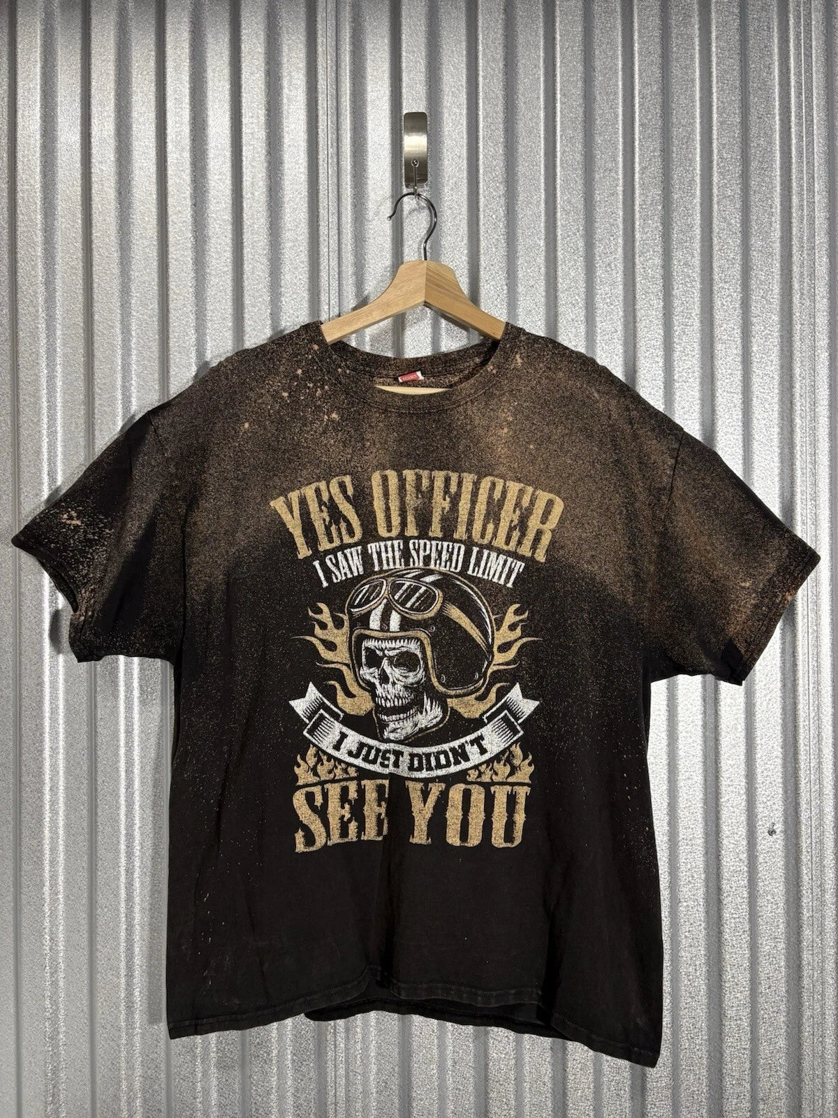 XL Men’s Biker T-Shirt Hanes Funny "Yes Officer I Saw the Speed Limit" Black
