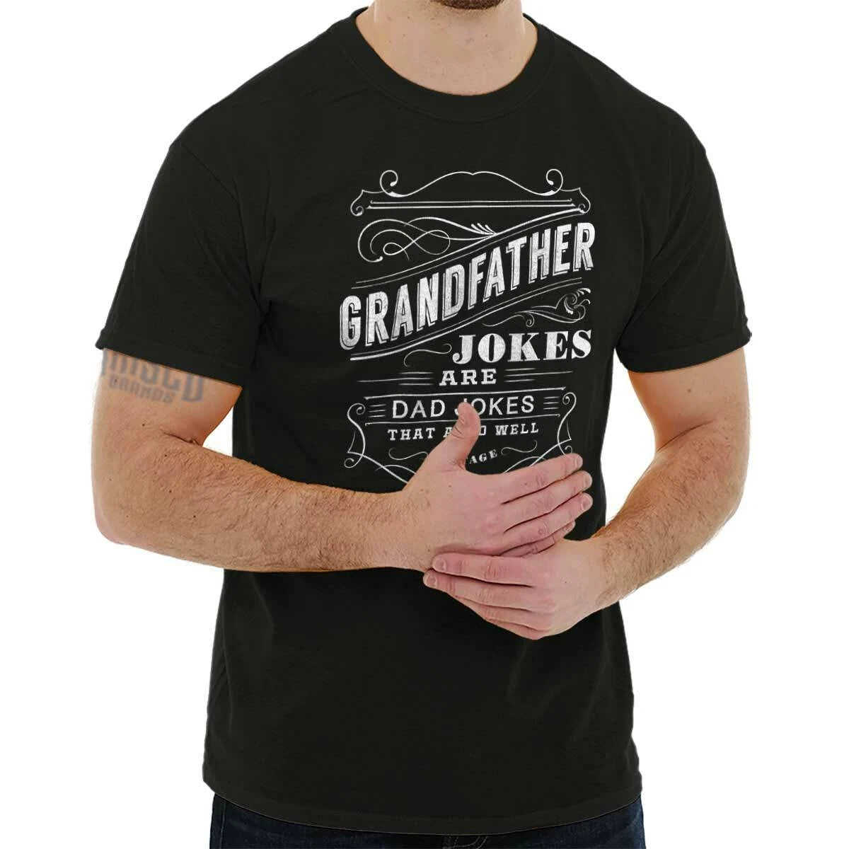 Grandfather Dad Jokes Grandpa Fathers Day Mens Casual Crewneck T Shirts Tees