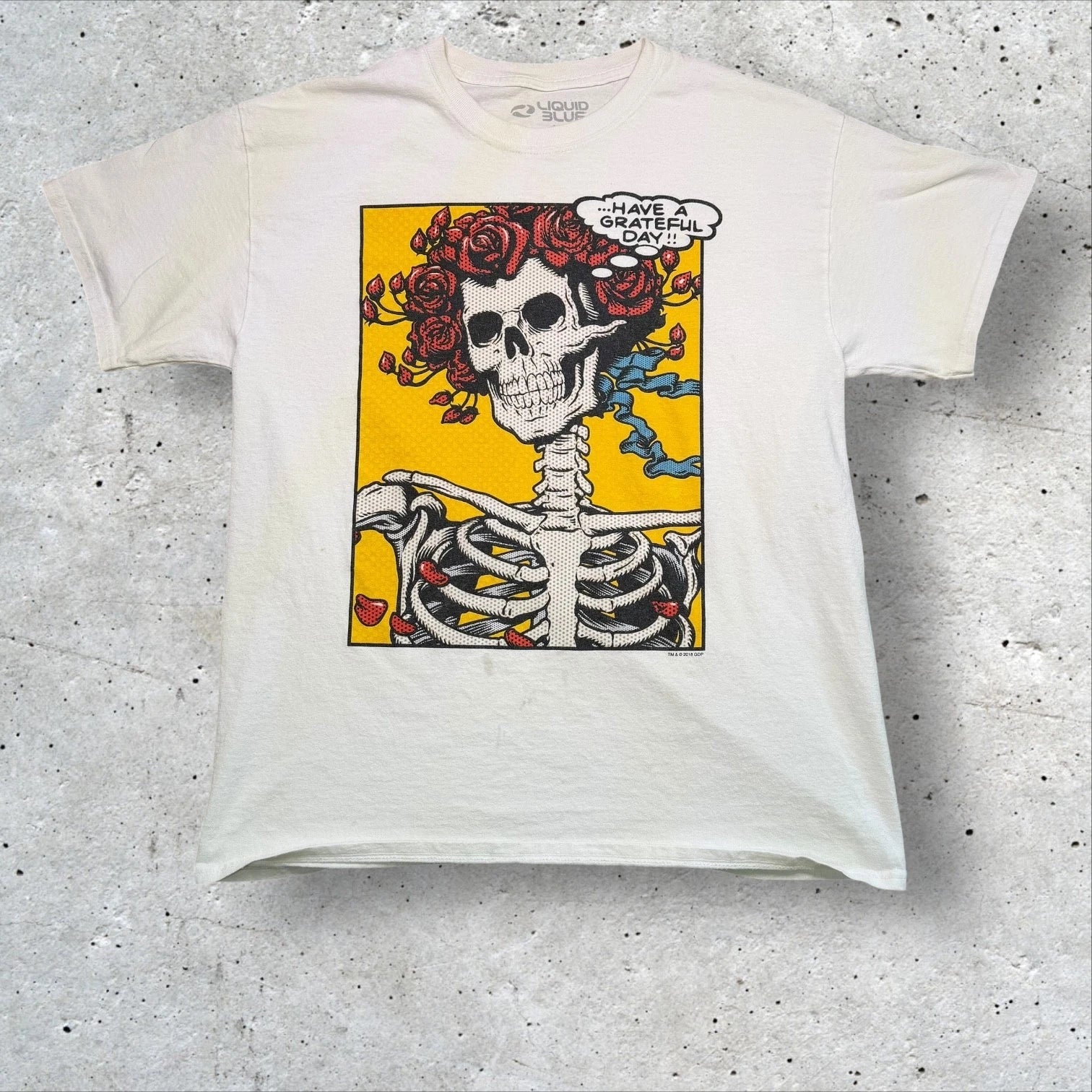 Bertha Pop Art Grateful Dead Shirt - Liquid Blue Have a Grateful Day T-shirt XL