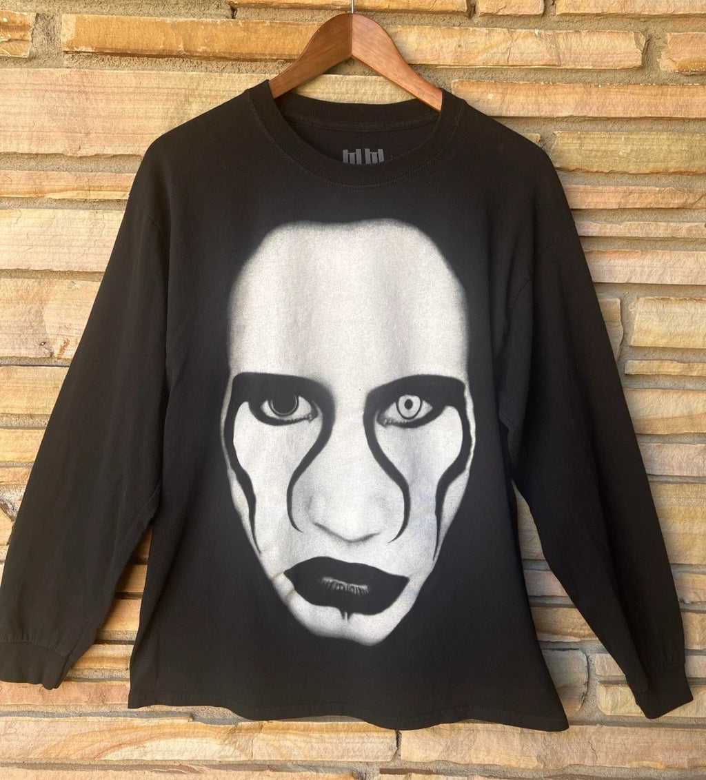 Rare Vintage Y2K Marilyn Manson BIG FACE Long Sleeve Tour Shirt LG