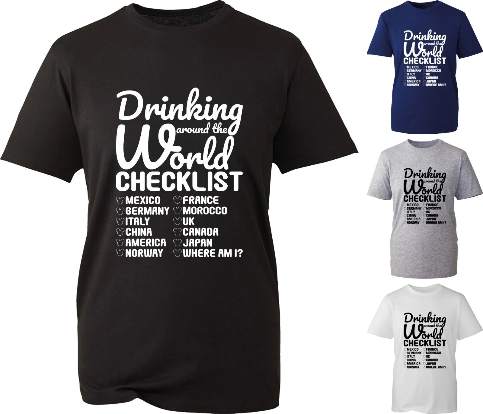 Drinking Around The World Checklist Funny Epcot TShirt Vacation Holiday Gift Top