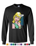 Me Sarcastic Never Long Sleeve T-Shirt Funny Vintage Comic Pop Art Sarcasm Tee