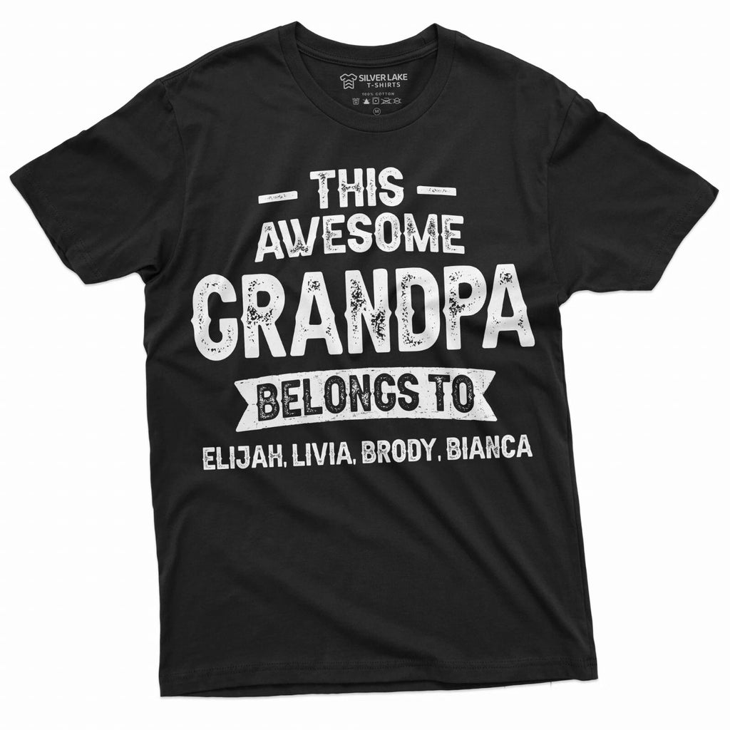 Personalized Grandpa Gifts T-shirt Granddaughters Sons Custom CHANGE NAMES Tee