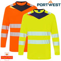 PORTWEST DX4 Hi Vis Viz Long Sleeve T-Shirt Moisture Wicking Safety Work Class 2