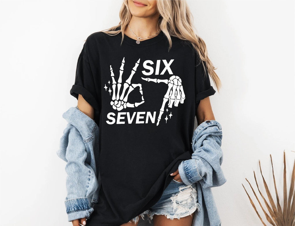 6 7 Meme Shirt, Funny Skeleton Hands Tee, Halloween hirt, Six Seven T-shirt