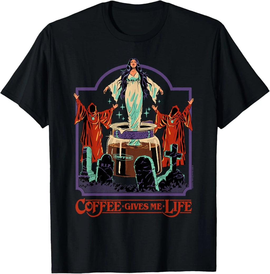 Coffee Gives Me Life Occult Retro Vintage Funny Adult Humor T-Shirt