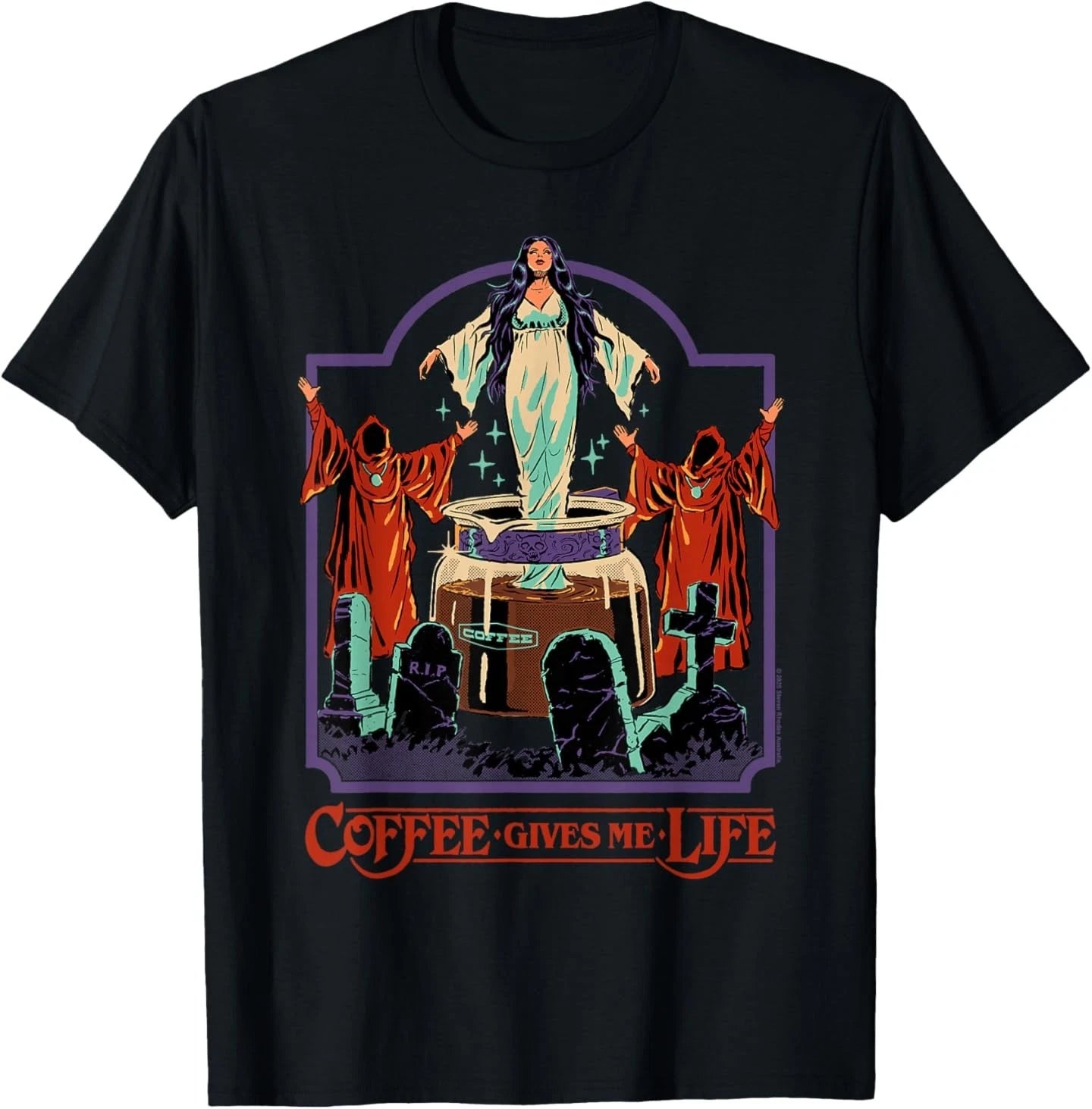 Coffee Gives Me Life Occult Retro Vintage Funny Adult Humor T-Shirt