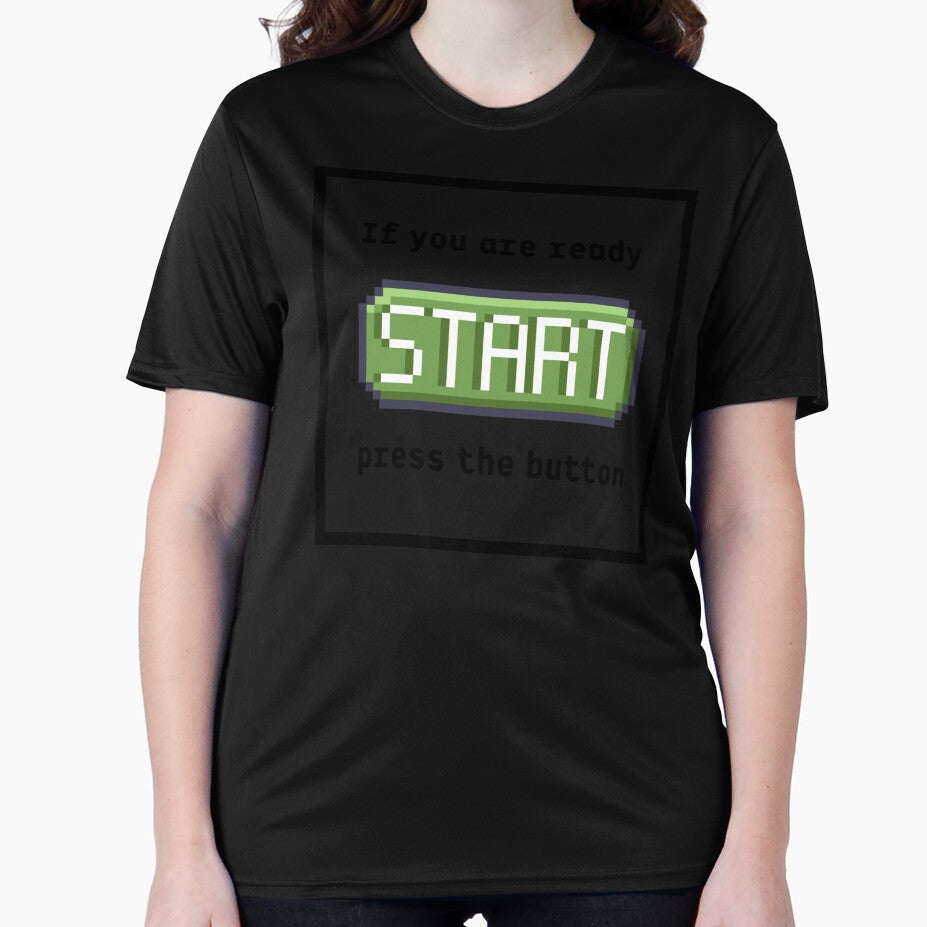 Press the start button (frame)  - Retro gaming experience  - Text based design - Black text by Nemesiscrowd