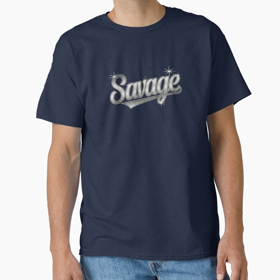 Savage Metallic Varsity Typography | aespa Inspired Y2K Chrome Design by Meivelle