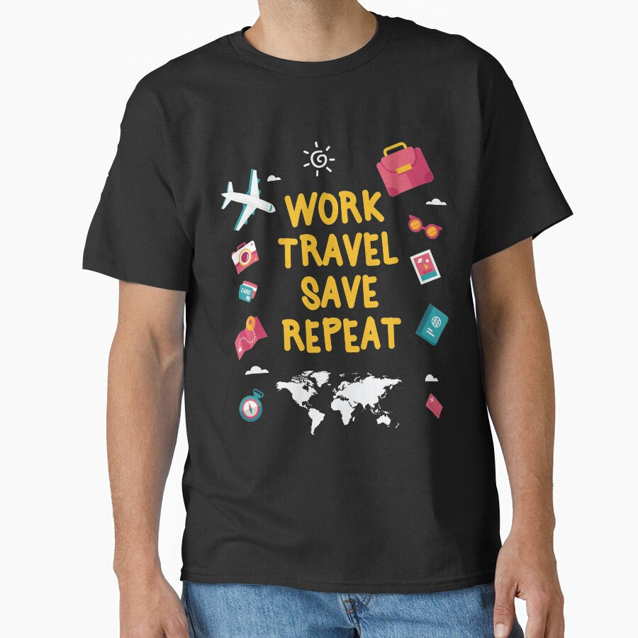 WORK TRAVEL SAVE REPEAT NOMAD T SHIRT by larspat