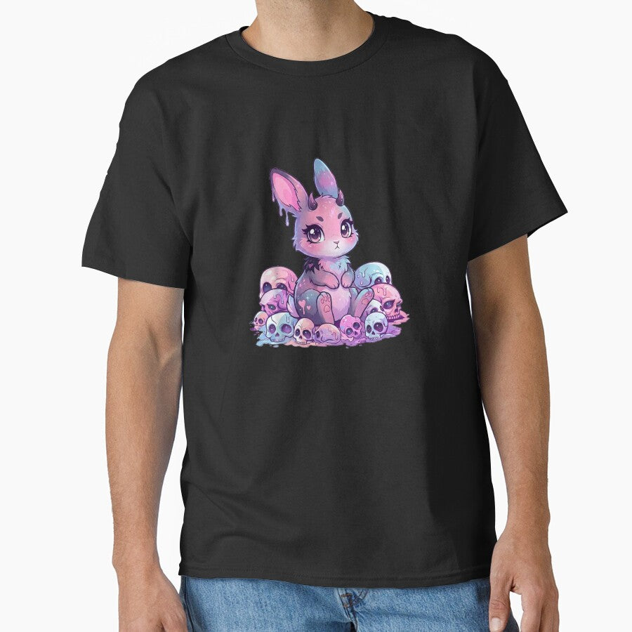 Paint Dripping Goth Kawaii Bunny Digital Design - Dark Whimsical Creepy Cute Rabbit Art by tigers-heart