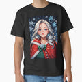 Christmas Anime Girl with Snowflake Earrings by ByteyCreatives