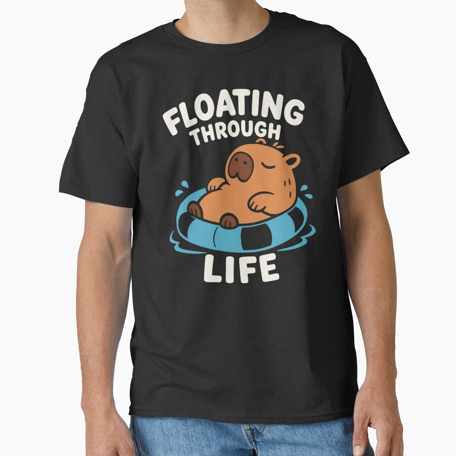 Floating Through Life Cute Retro Capybara by MavtM