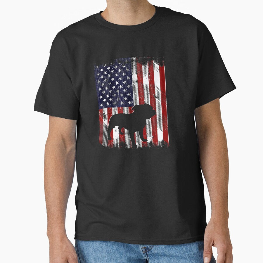 American Flag Pitbull Vintage Patriot Pittie Dog Tee Gift Love by BargerStore