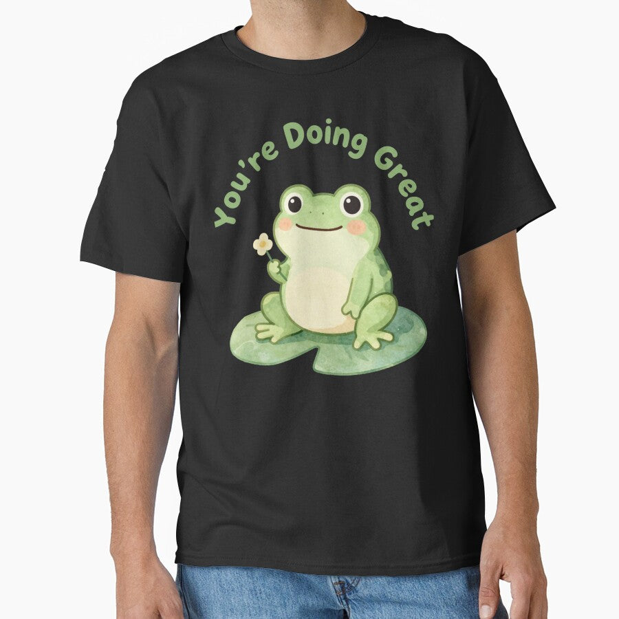 You're Doing Great | Cute Frog Mental Health Affirmation Sticker | Self Love Gift | Encouraging Quote Sticker by Davestre Designs