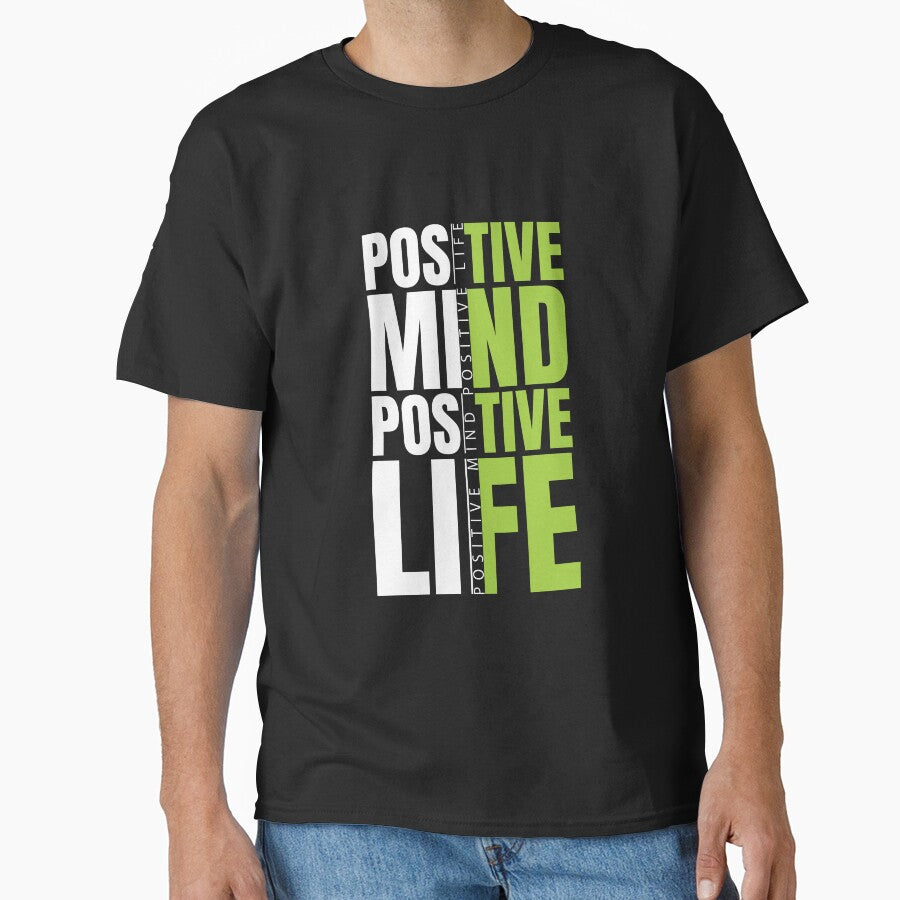 Positive Mind Positive Life - Green and White Modern Graphic Typography Poster by AVNGR-Design