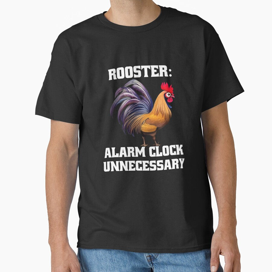 Funny Chicken Farmer Humor Rooster: Alarm Clock Unnecessary by fantasticdesign
