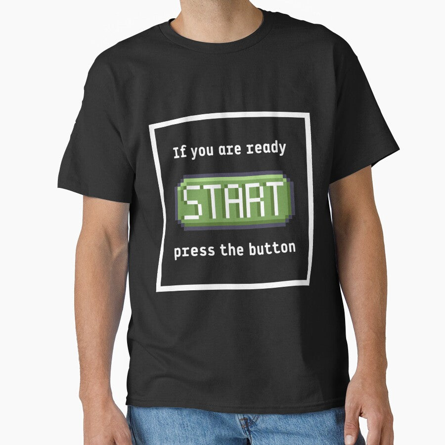 Press the start button (frame)  - Retro gaming experience  - Text based design - White text by Nemesiscrowd