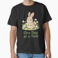 One Day At A Time | Cute Bunny Mental Health Affirmation Sticker | Self Love Gift | Encouraging Quote Sticker by Davestre Designs