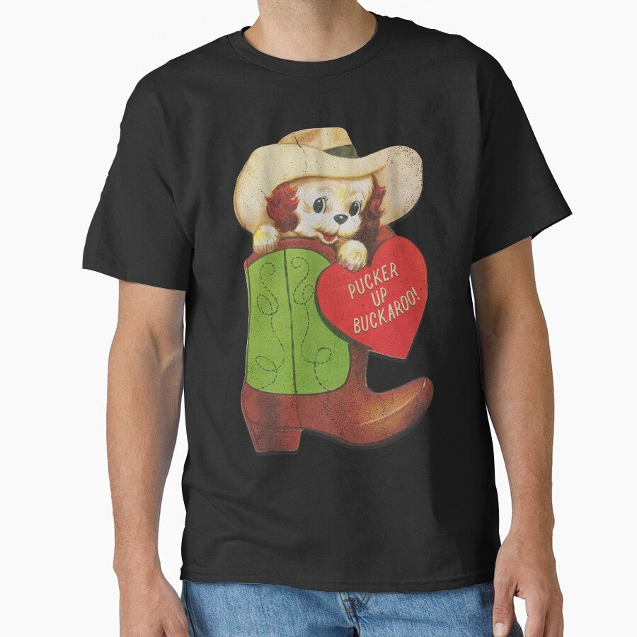 Pucker up buckaroo - cute funny vintage cowboy Valentines Day card by ToruandMidori