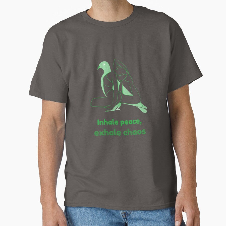 Dove Yoga Pose Kapotasana – Inhale Peace Exhale Chaos Mindful Breathing Yoga Design by WellspringXflow