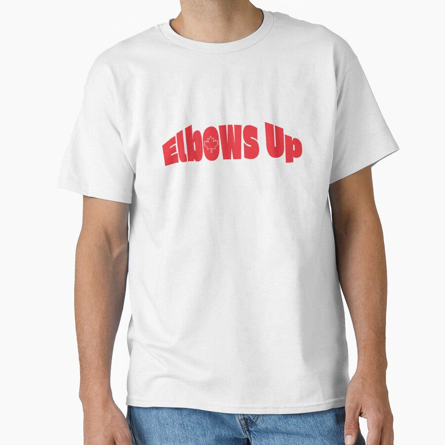 Elbows Up – Bold Red Text Motivational Quote by Radgraphic