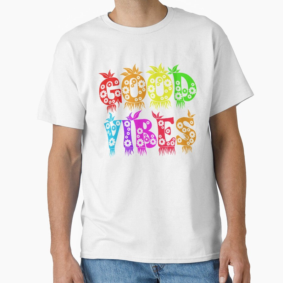 Good Vibes Colorful Bright Floral Rainbow Colors Typography by URSparklingShop
