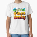 Good Vibes Only Retro Gradient Smiley Face T-Shirt by Stag Prime Shop