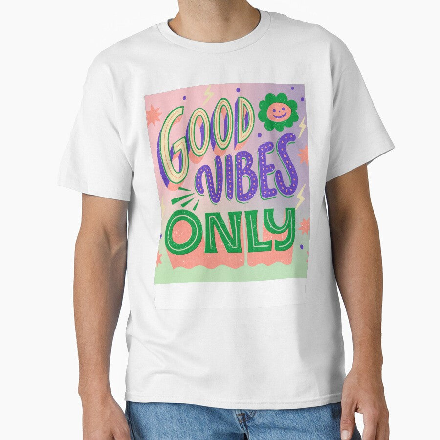 "Good Vibes Only Retro Groovy Typography Art" by PipForgeStudio