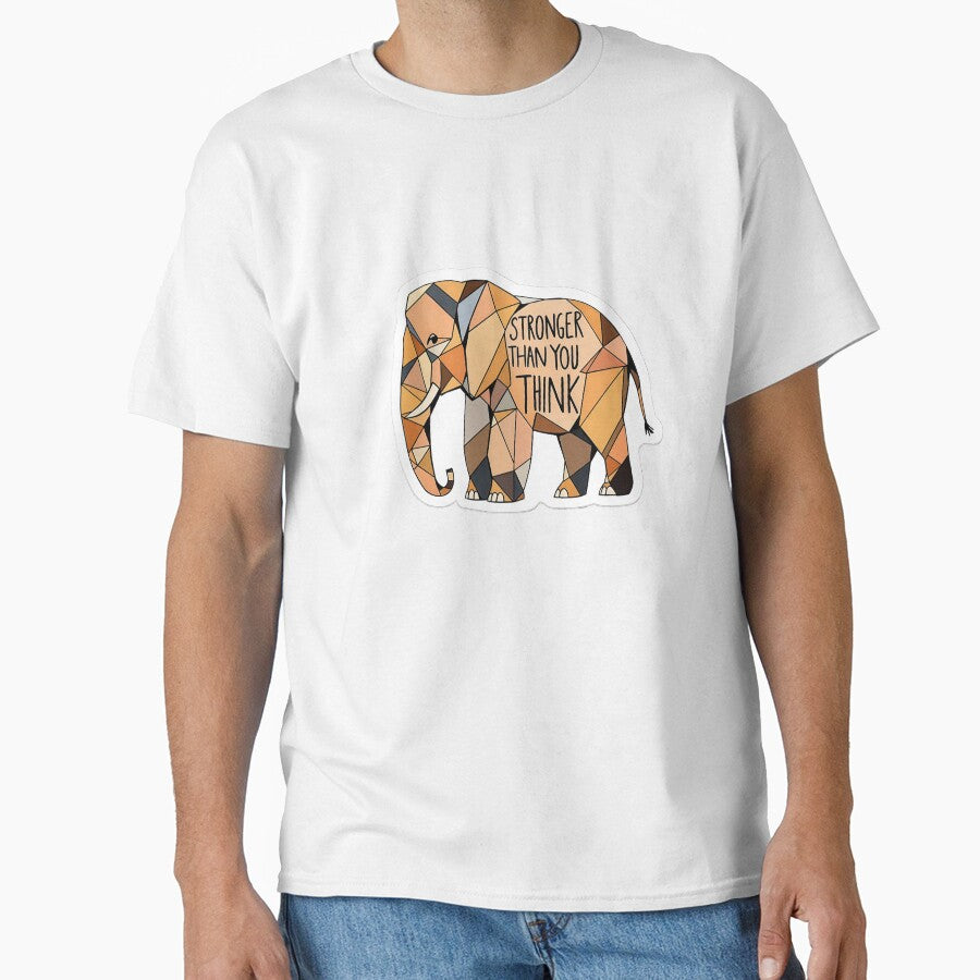 Stronger Than You Think Geometric Elephant - Mental Health Affirmation Art by GipsyAvenger