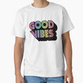 Gradient Rainbow Spectrum Stripes 3D Extruded Retro Vintage Sans Serif Display Typography Good Vibes Quotes by Cawaiico