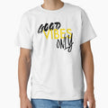 Modern, vibrant, fun, cheerful graphic design of "Good Vibes Only" by theendup