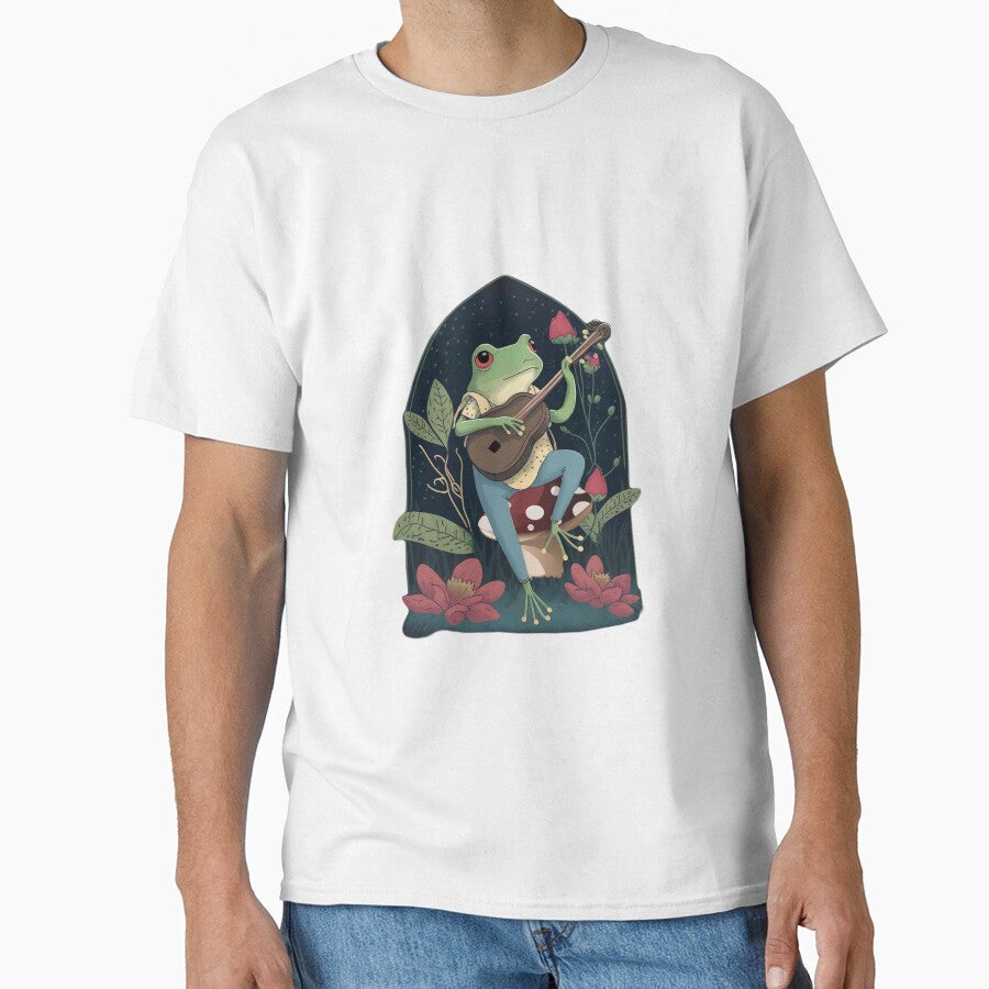 Cottagecore Aesthetic Frog Playing Banjo on Mushroom Cute Vintage - Goblincore Farmer Toad in Garden - Dark Academia Aesthetic Froggy - Emo Grugne Fairycore Foggie by nicestr