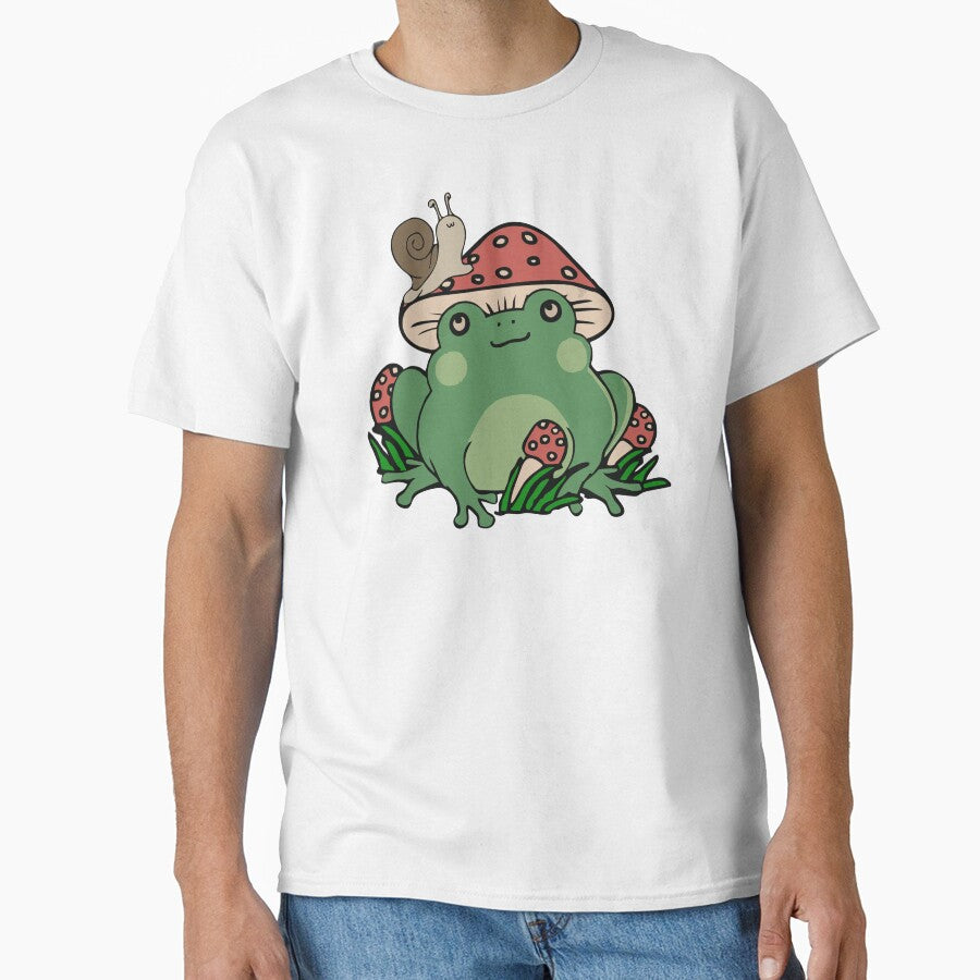 Frog Snail Cottagecore Aesthetic Fairycore Mushroom Hat Frog Cute Summer Art by alenaz